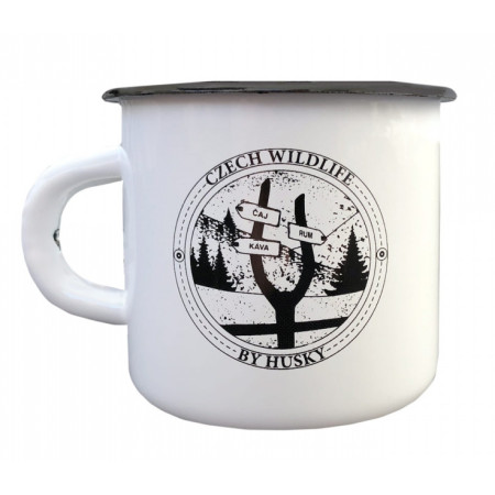 Taza Husky 400 ml plechový blanco/negro Signpost