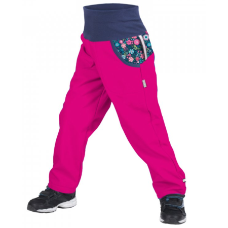 Pantalones softshell para niños Unuo Fleece vzor rosa