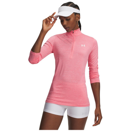 Camiseta funcional de mujer Under Armour Tech 1/2 Zip- Twist rosa Pink