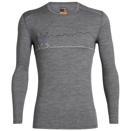 Camiseta de hombre Icebreaker Mens 200 Oasis LS Crewe Single Line Ski gris GritstoneHthr