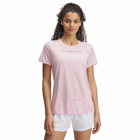 Camiseta de mujer Under Armour Tech PTH Graphic SSC rosa Prime Pink / / Downpour Gray