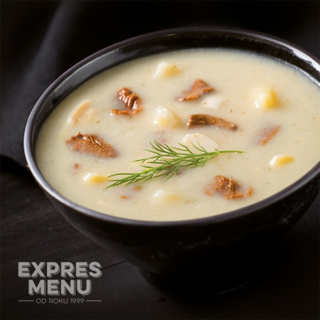Sopa Expres menu Sopa cremosa agridulce con rebozuelos (2porciones)