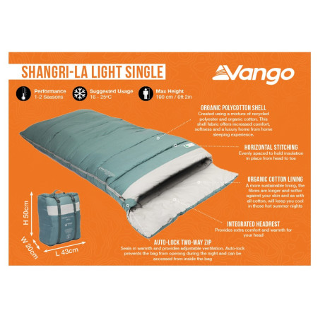 Saco de dormir tipo manta Vango Shangri-La Light Single