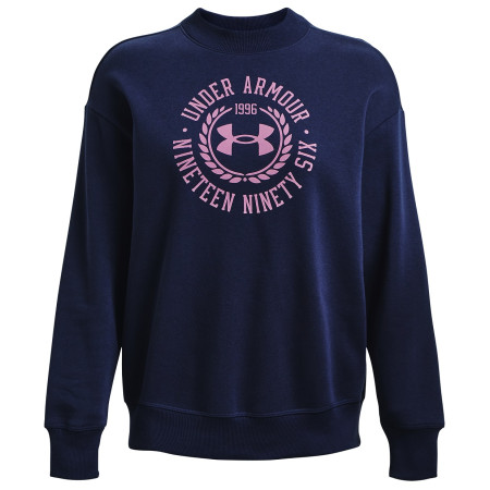 Sudadera de mujer Under Armour Rival Fleece Crest Grp Crew azul oscuro Midnight Navy/Jellyfish