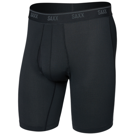 Calzoncillos bóxer para hombre Saxx Quest Quick-Dry Mesh Long Boxer Brf Fly negro black