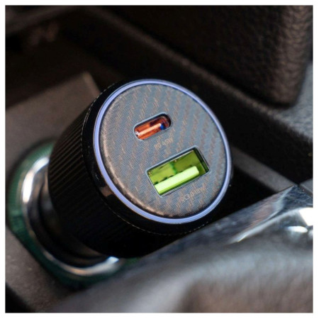 Adaptador Swissten Car Charger USB-C PD + USB-A, 63W + cabel USB-C / USB-C, 1 m