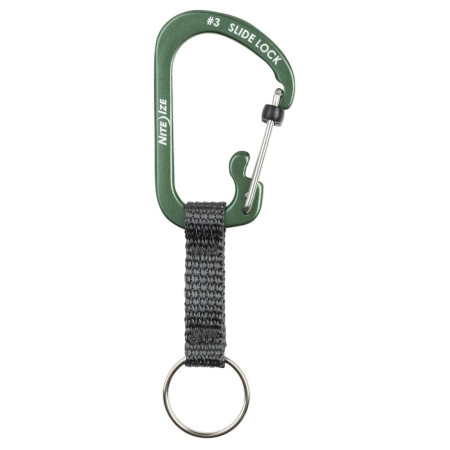 Mosquetón auxiliar Nite Ize SlideLock Key Ring Aluminum oliva Olivová