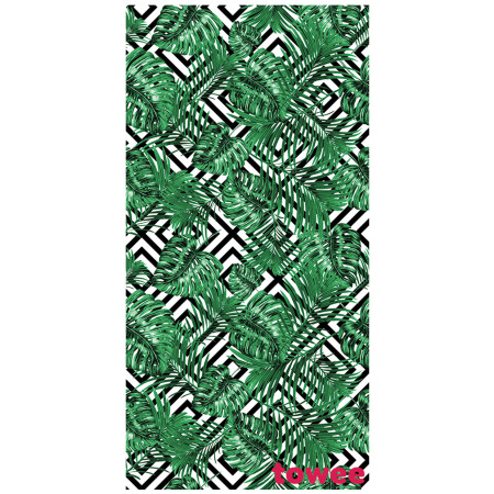 Toalla de secado rápido Towee Monstera 80x160 cm blanco/verde Monster
