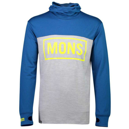 Camiseta de hombre Mons Royale Yotei Powder Hood LS modrá azul GrayMarl/OilyBlue