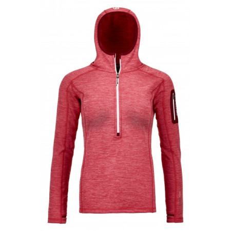 Sudadera de mujer Ortovox Fleece Light Melange Zip Neck rojo HotCoral