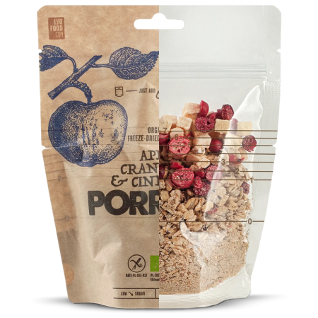 Comida deshidratada Lyo food Gachas de avena con manzana, arándanos rojos y canela