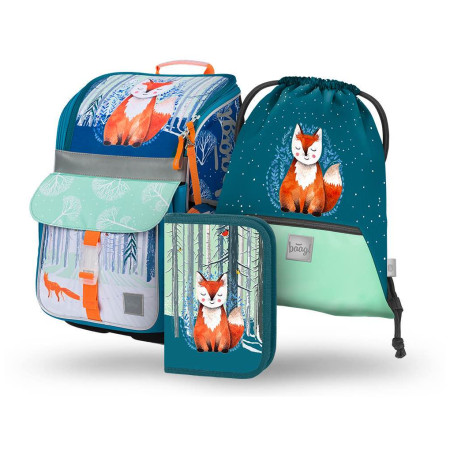 Juego de mochila Baagl Zippy SET 3 Liška turquesa