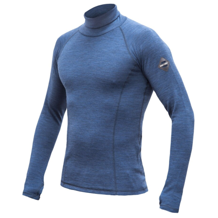 Camiseta funcional de hombre Sensor Merino Bold Roll Neck dl.rukáv azul Cool Blue