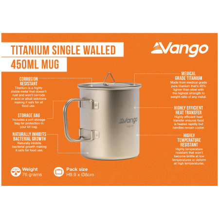 Taza Vango Titanium Single Walled Mug 450ml