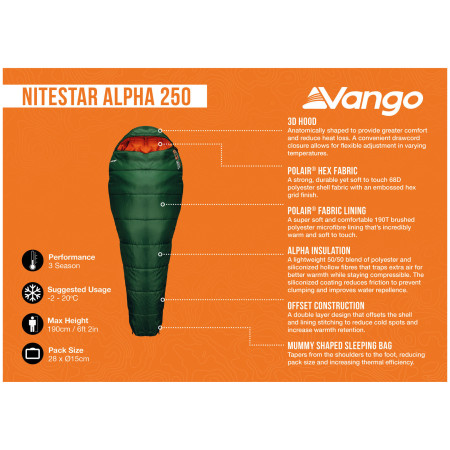 Saco de dormir Vango Nitestar Alpha 250