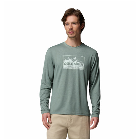 Camiseta de hombre Columbia Parsons Point™ Ls Graphic Tee verde claro Sedona Sage Heather Framed Peakscape