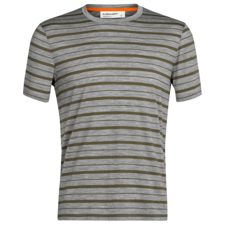 Camiseta de hombre Icebreaker Mens Wave SS Tee Stripe gris Metro Heather/Loden