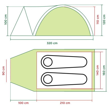 Tienda de campaña de senderismo Coleman Darwin 2+ (zelený)