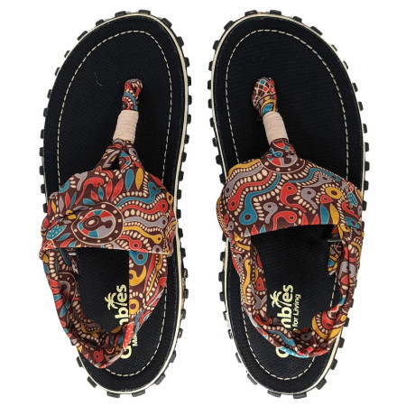 Sandalias Gumbies Slingback Aboriginal negro/marrón Aboriginal