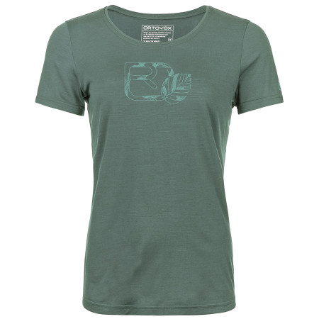 Camiseta funcional de mujer Ortovox 120 Cool Tec Leaf Logo Ts W 2023 gris/verde arctic grey