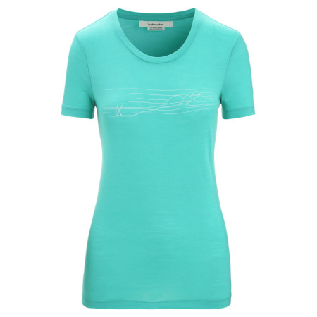 Camiseta de mujer Icebreaker Tech Lite II SS Tee Ski Stripes verde claro Fresh