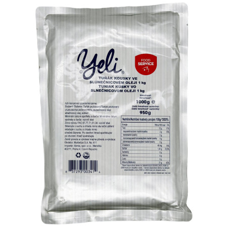 Comida de viaje Yeli Atún en trozos en aceite de girasol (1000 g)