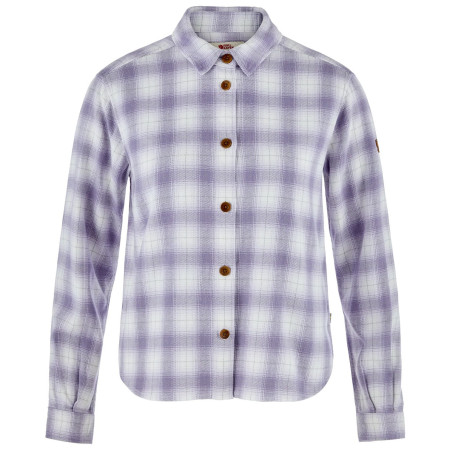 Camisa de mujer Fjällräven Övik Boxy Flannel Shirt W blanco/voileta Eggshell-Lavender Mist