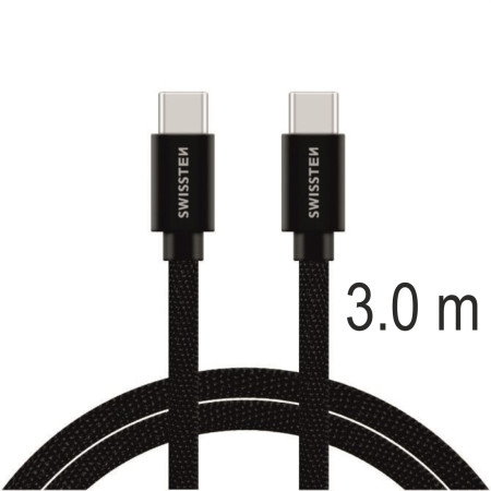 Cable de carga y datos Swissten Textile USB-C / USB-C 3 m
