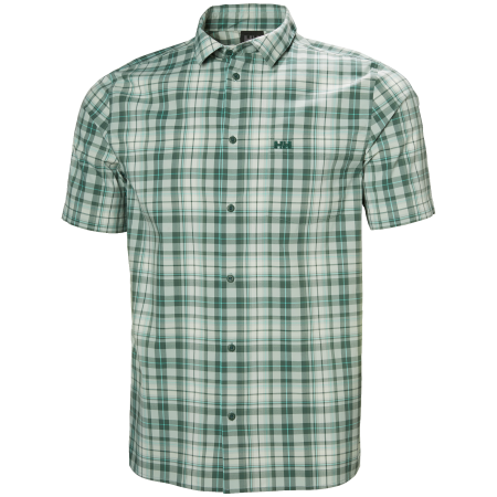 Camisa de hombre Helly Hansen Fjord Qd Ss Shirt 2.0 verde claro Green Mist Shore Plaid