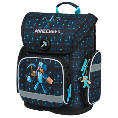 Mochila escolar para educación primaria Baagl Ergo negro/azul Minecraft Blue Axe