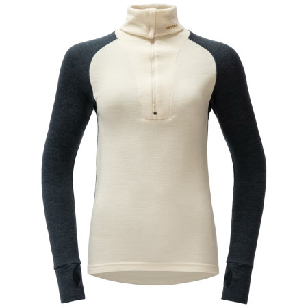 Camiseta funcional de mujer Devold Expedition Merino Silk Zip Wmn negro/beige Ink/Offwhite