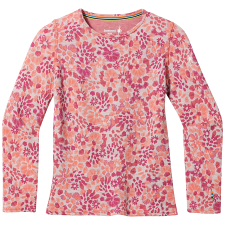 Camiseta funcional para niños Smartwool Kids' Classic Thermal Merino Base Layer Crew rosa FESTIVE FUCHSIA FLORAL