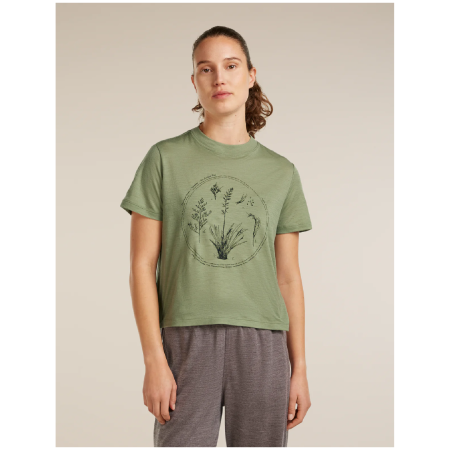 Camiseta de mujer Icebreaker Merino 150 Tech Lite SS Crop Tee Seed Story verde LICHEN