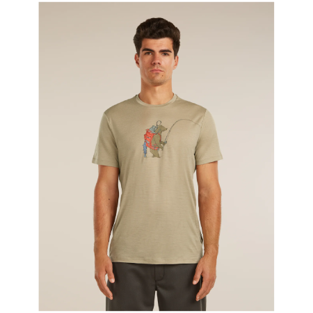 Camiseta funcional de hombre Icebreaker Merino 150 Tech Lite SS Tee Bear Catch beige FLAGSTONE