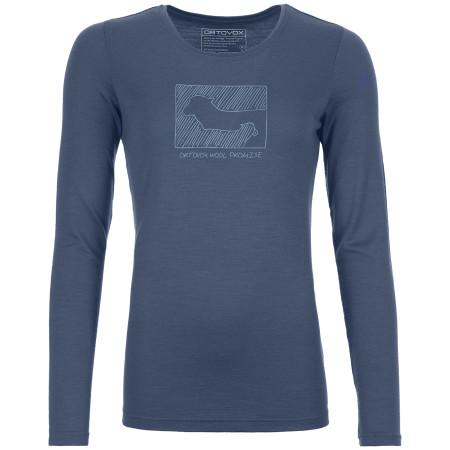 Camiseta de mujer Ortovox Merino Contrast Ls W azul NightBlue