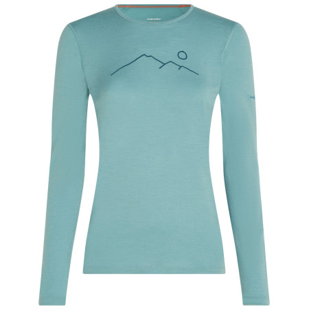 Camiseta funcional de mujer Icebreaker Women Merino 200 Oasis LS Crewe Rainer Ridge azul claro Hydro