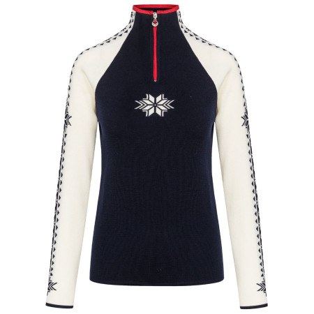 Jersey de mujer Dale of Norway Geilo Fem Sweater azul oscuro/blanco Navy Offwhite Raspberry