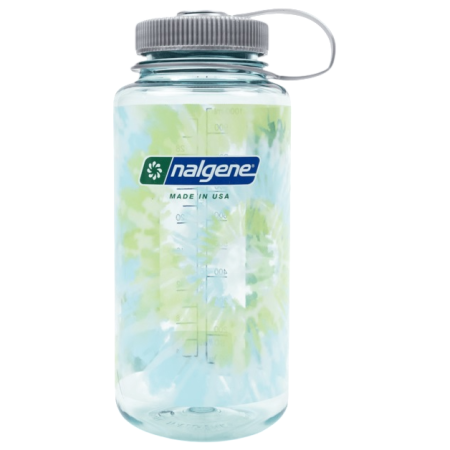 Botella Nalgene Wide Mouth Tie-Dye Print 1000 ml azul claro Seafoam w/Platinum Blue Tie Dye