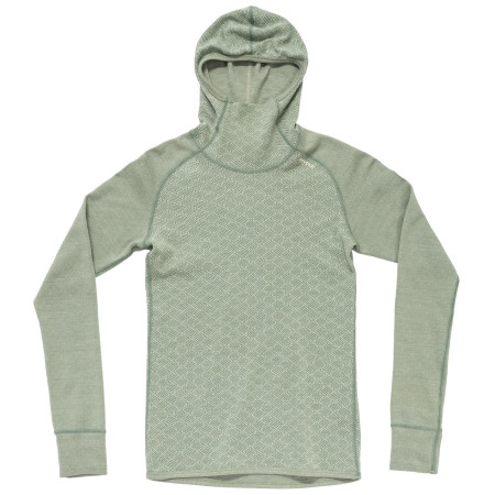 Camiseta funcional de mujer Devold Kvitegga Merino 230 Hoodie Wmn verde claro RAW WHITE
