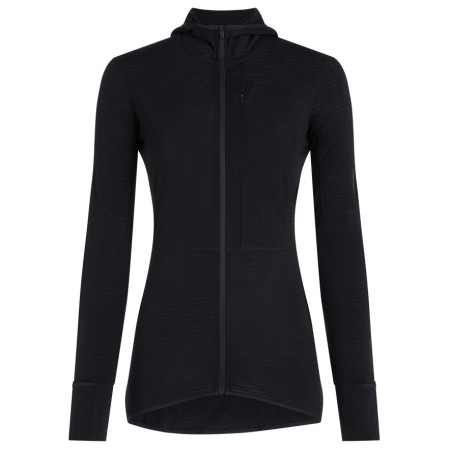 Sudadera funcional de mujer Icebreaker Women Merino Blend 200 RealFleece™ Descender LS Zip Hoodie negro Black