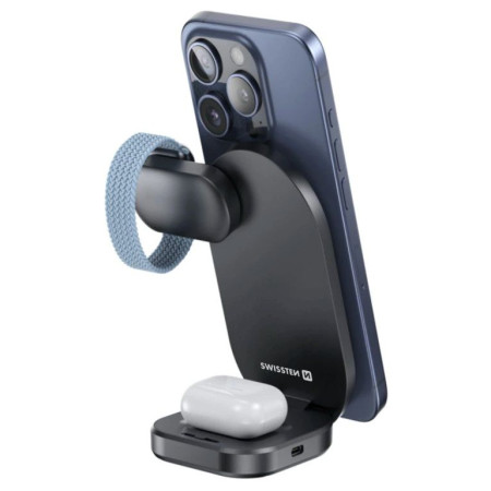 Cargador inalámbrico Swissten MagBase 3-in-1
