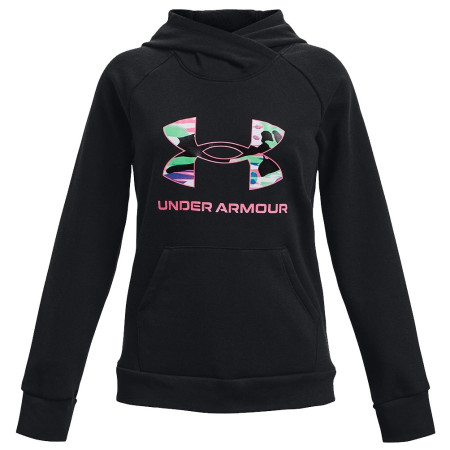 Sudadera para niños Under Armour Rival Fleece BL Hoodie negro Black/Pink Punk