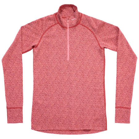Camiseta funcional de mujer Devold Signature Silk 230 Zip Wmn rosa Apricot