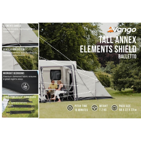 Extensión de carpa de autocaravana/furgoneta Vango Tall Annex Elements Shield - Balletto