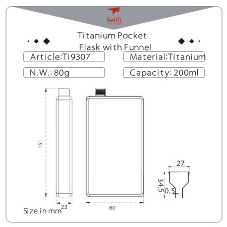 Petaca Keith Titanium Titanium Jug 200 ml