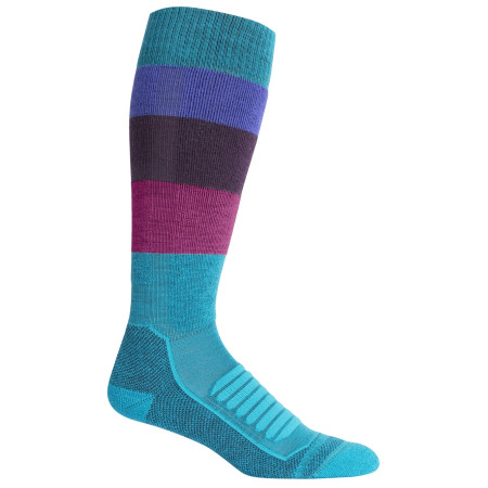 Medias de mujer Icebreaker W's Ski+ Medium OTC wide stripes turquesa/azul ArcticTeal