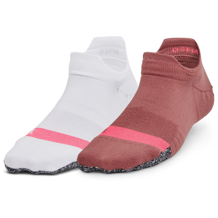 Calcetines de mujer Under Armour Breathe 2 No Show Tab 2pk rosa Red Fusion / White / Halo Gray