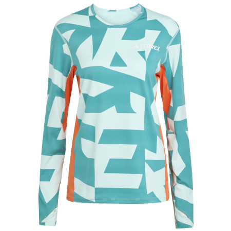 Camiseta funcional de mujer Adidas Multi Syn Ls Wa verde/naranja