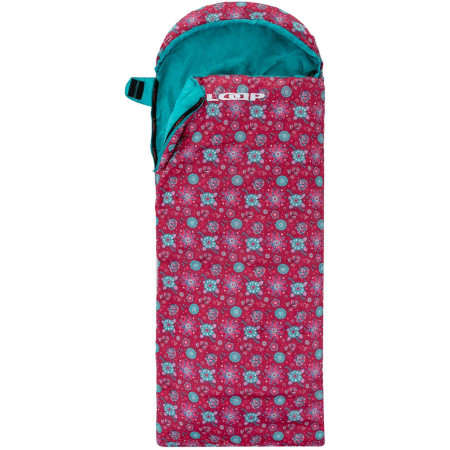 Saco de dormir para niños Loap Fiemme Flowers rojo vínová/potisk