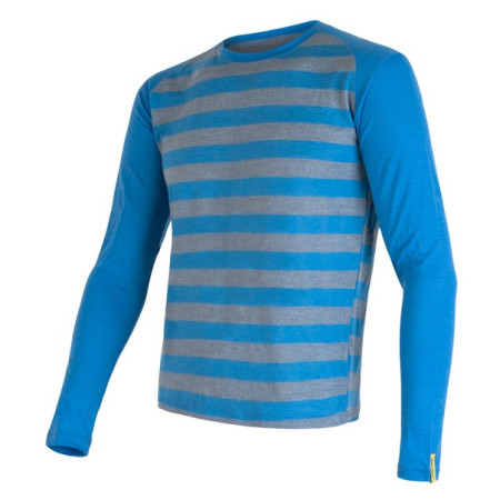 Camiseta funcional de hombre Sensor Merino Wool Active manga larga azul BlueStripes